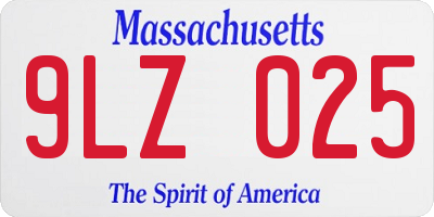 MA license plate 9LZ025