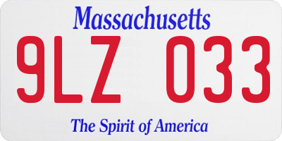 MA license plate 9LZ033