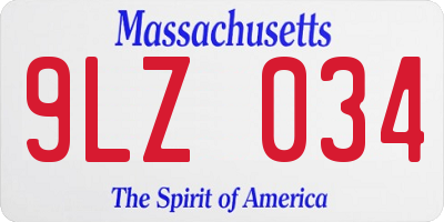 MA license plate 9LZ034
