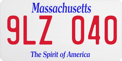 MA license plate 9LZ040