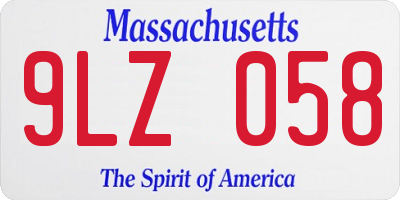 MA license plate 9LZ058