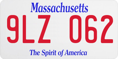 MA license plate 9LZ062