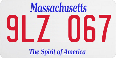 MA license plate 9LZ067