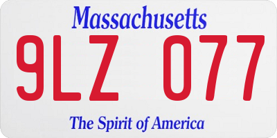 MA license plate 9LZ077