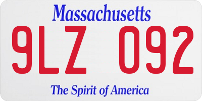 MA license plate 9LZ092