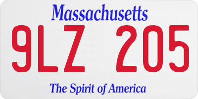 MA license plate 9LZ205