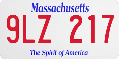 MA license plate 9LZ217