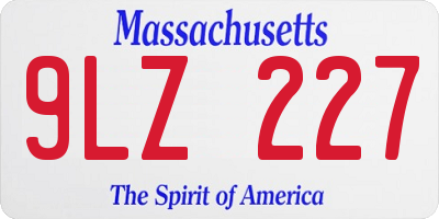 MA license plate 9LZ227