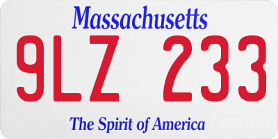 MA license plate 9LZ233