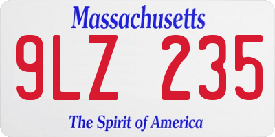 MA license plate 9LZ235