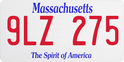 MA license plate 9LZ275