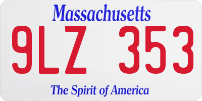 MA license plate 9LZ353