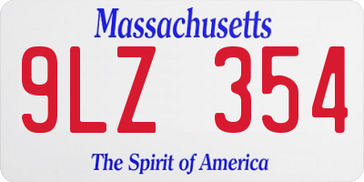 MA license plate 9LZ354