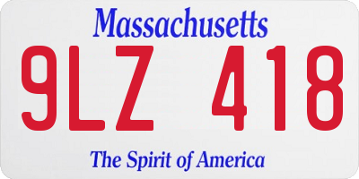 MA license plate 9LZ418