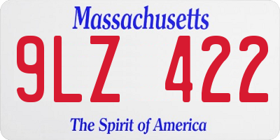 MA license plate 9LZ422