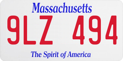 MA license plate 9LZ494