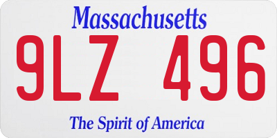 MA license plate 9LZ496
