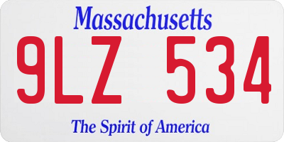MA license plate 9LZ534