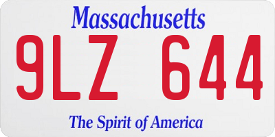 MA license plate 9LZ644