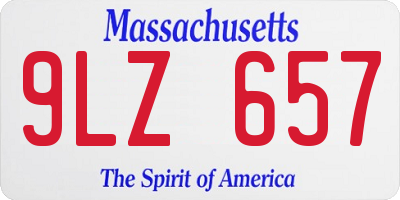 MA license plate 9LZ657
