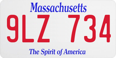 MA license plate 9LZ734