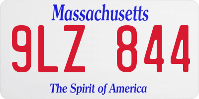 MA license plate 9LZ844