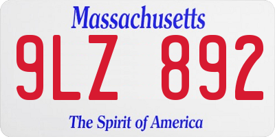 MA license plate 9LZ892