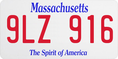 MA license plate 9LZ916