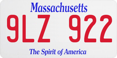 MA license plate 9LZ922