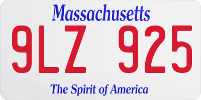 MA license plate 9LZ925
