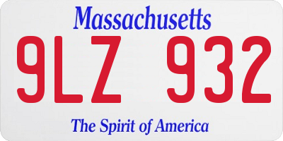 MA license plate 9LZ932