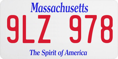 MA license plate 9LZ978