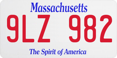 MA license plate 9LZ982