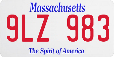 MA license plate 9LZ983