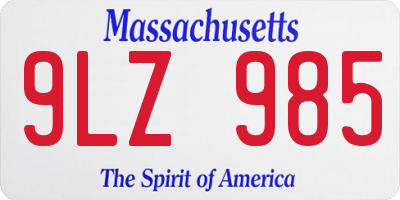 MA license plate 9LZ985