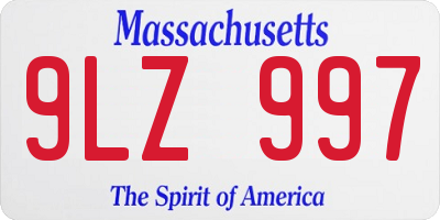 MA license plate 9LZ997