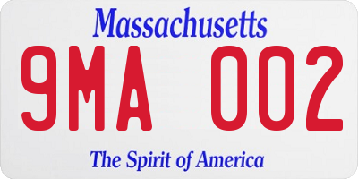 MA license plate 9MA002