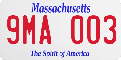MA license plate 9MA003