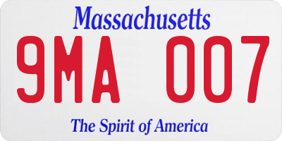 MA license plate 9MA007