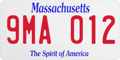 MA license plate 9MA012