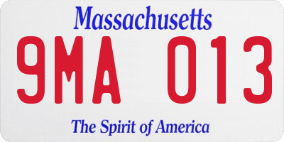 MA license plate 9MA013