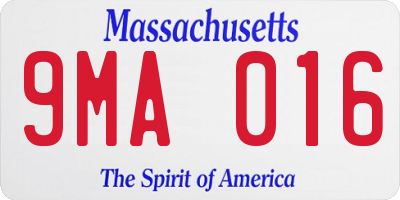 MA license plate 9MA016