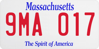 MA license plate 9MA017