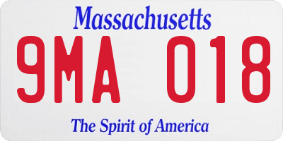 MA license plate 9MA018