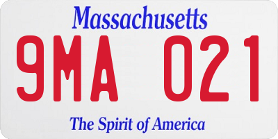 MA license plate 9MA021