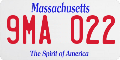 MA license plate 9MA022