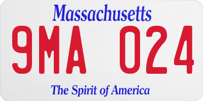 MA license plate 9MA024