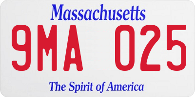MA license plate 9MA025