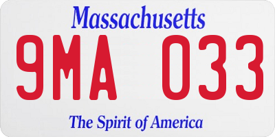 MA license plate 9MA033