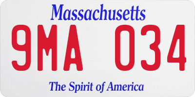 MA license plate 9MA034
